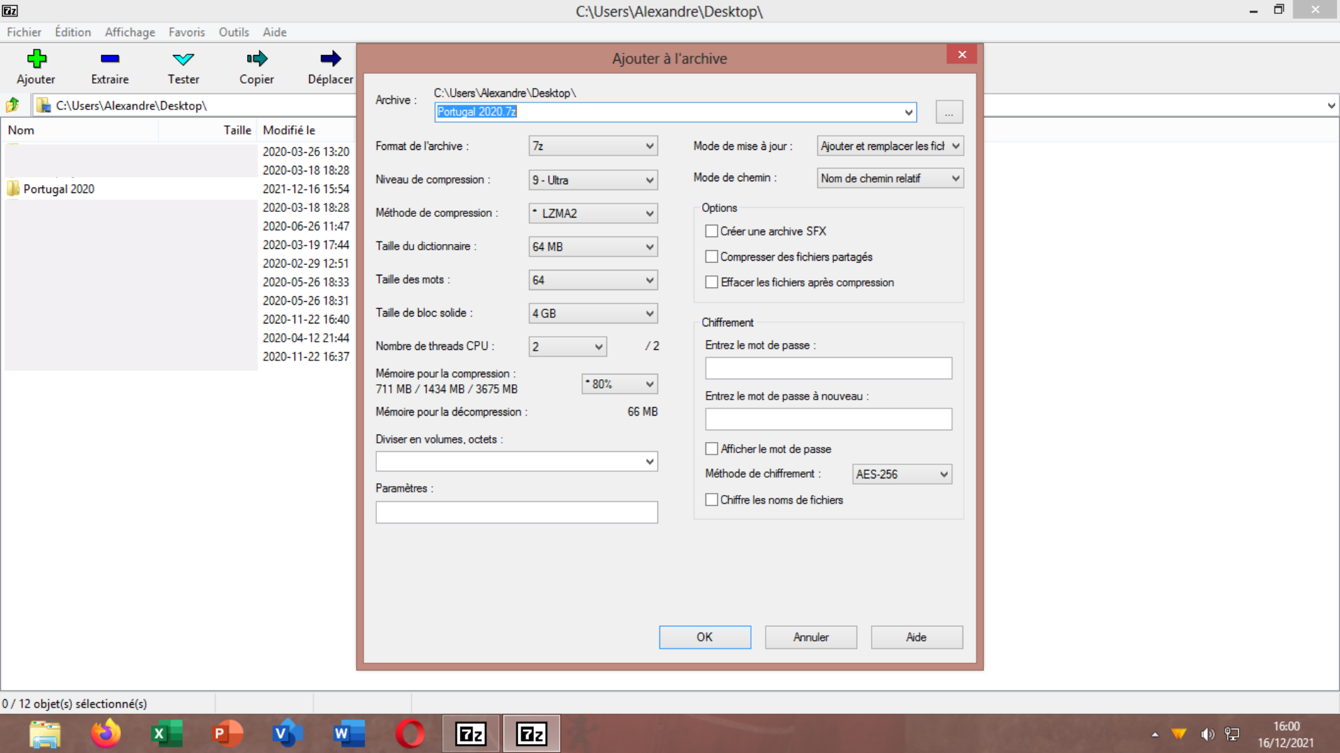 Choix du dossier à chiffrer