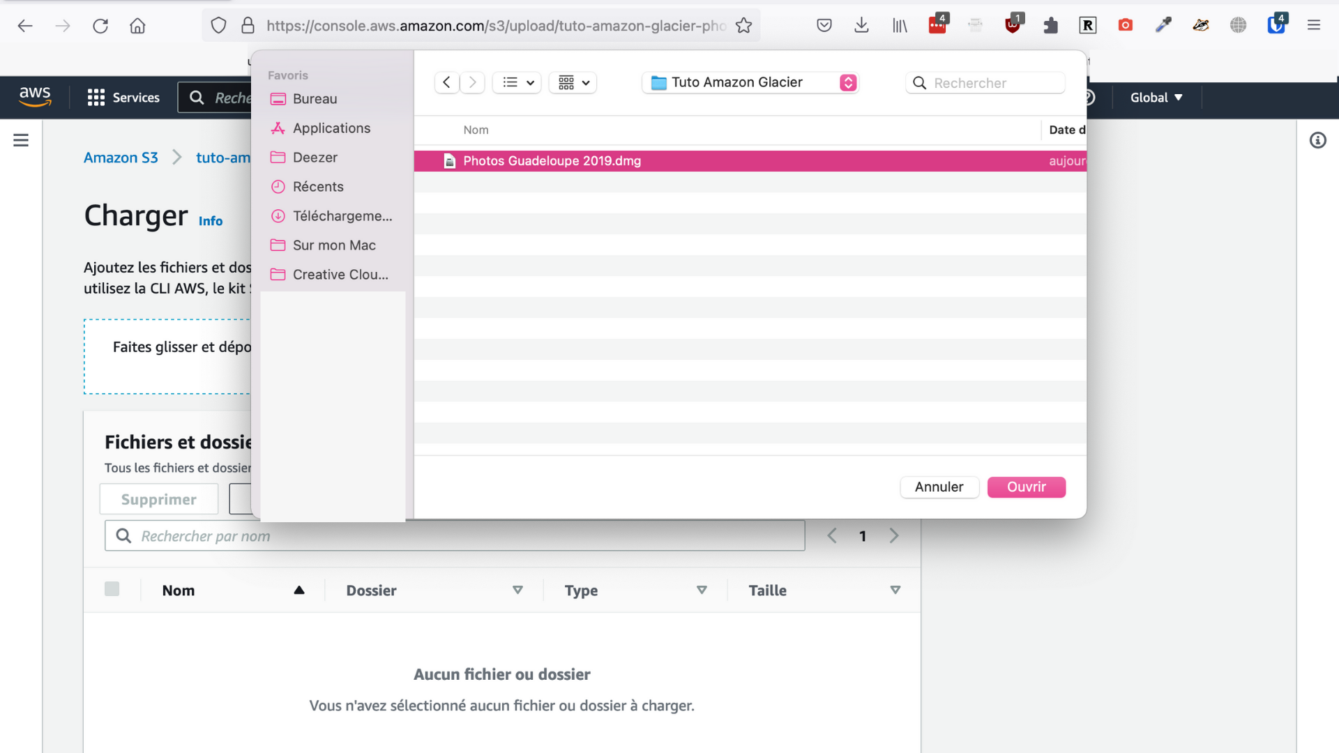 On sélectionne le fichier à télécharger