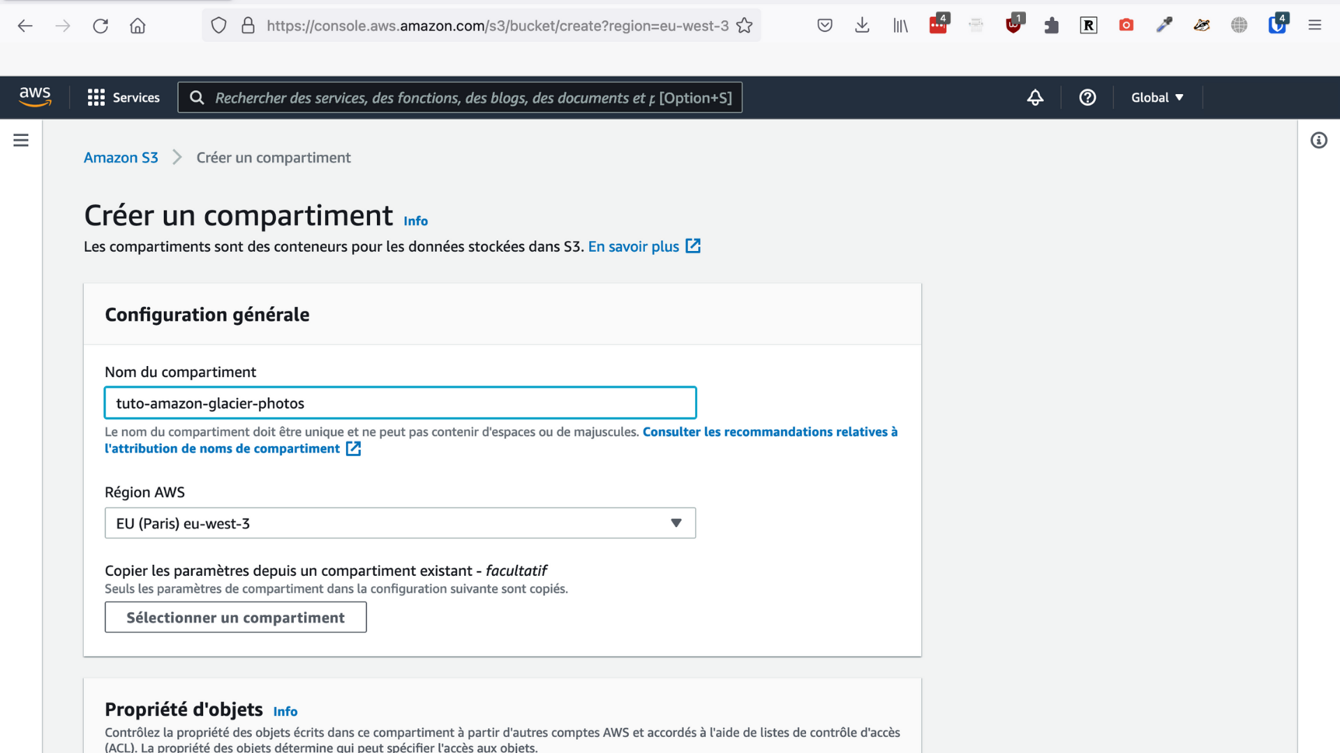 On donne un nom et une zone géographique au compartiment